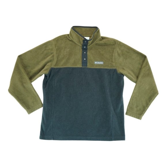 Columbia Men's Green Olive/Black Fleece 1/4 Snap Button Jacket Size Large - Picture 1 of 4